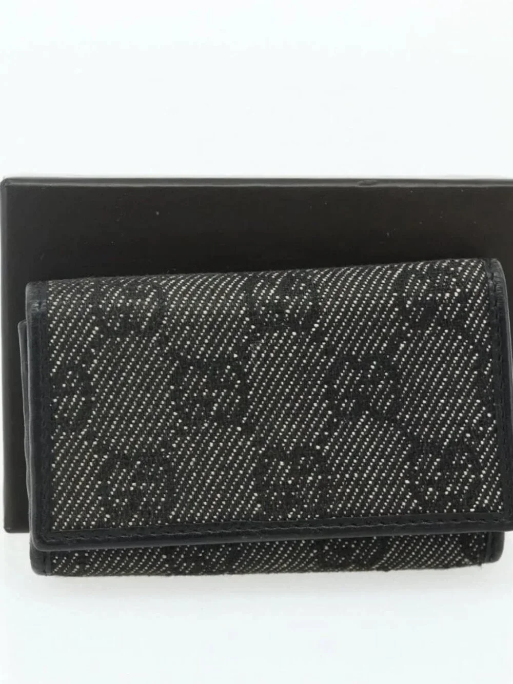 GUCCI GG Canvas Key Case Silver Black Auth